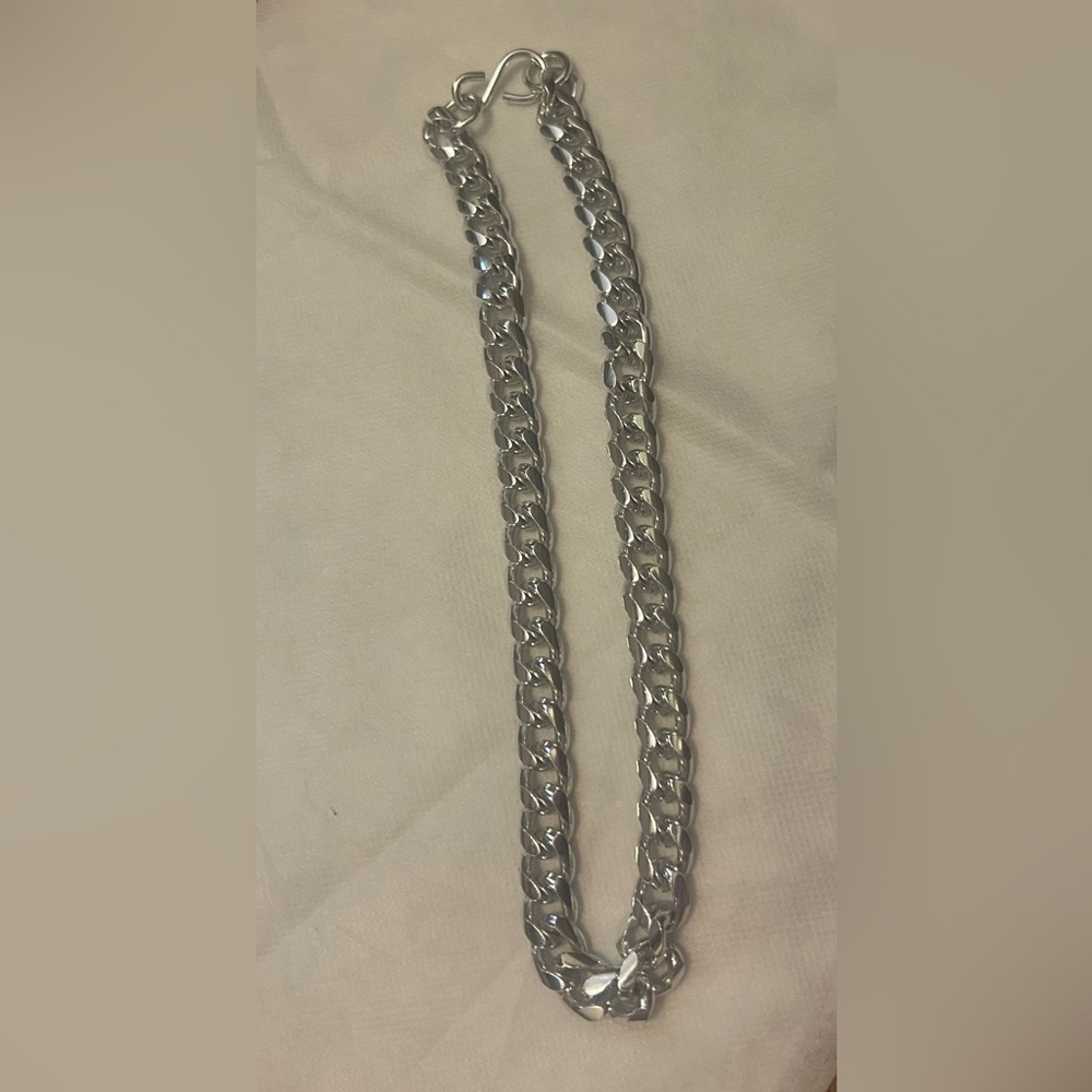 Vintage Silver-tone Thick Chain Women's Fashion Necklace